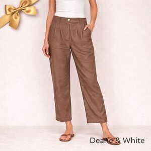 Deane & White 100% Linen Brown Trousers Size 8